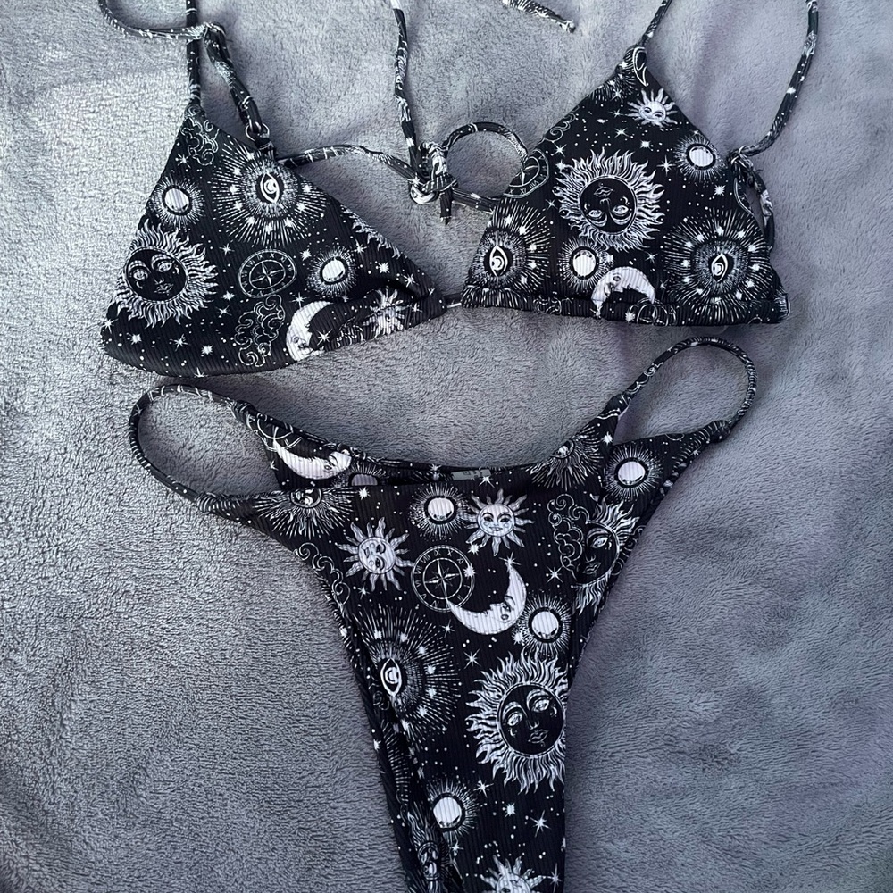 Black and White Celestial Bikini Set